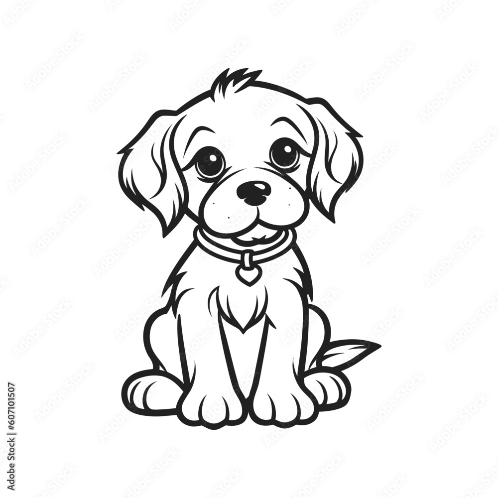 Dog outline sketch vector. Hand drawn dog linear illustration. Monochrome silhouette for coloring book. Dog outline sketch vector. Hand drawn dog linear illustration. Monochrome silhouette for coloring book.