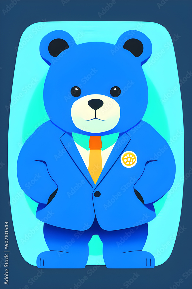 Fototapeta premium Cute cartoon bear in business suit. Generative AI