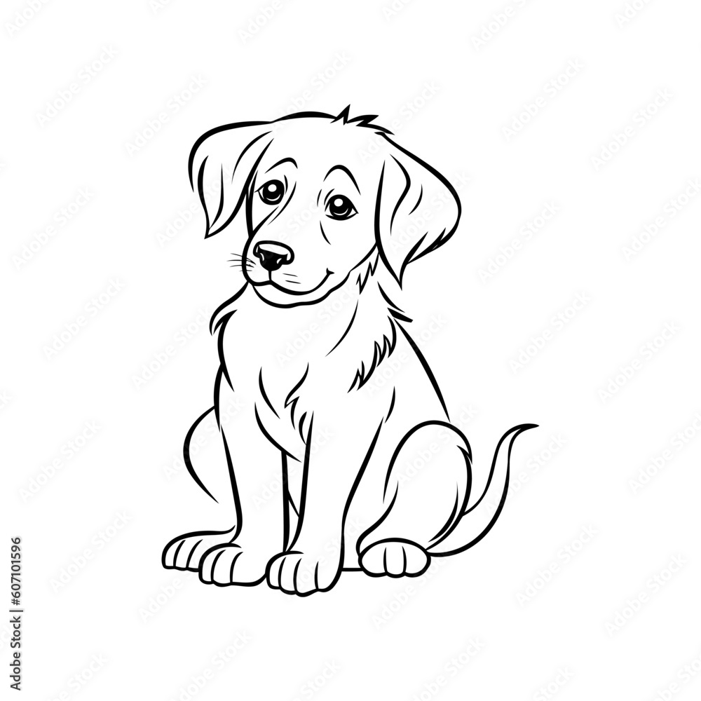 Dog outline sketch vector. Hand drawn dog linear illustration. Monochrome silhouette for coloring book. Dog outline sketch vector. Hand drawn dog linear illustration. Monochrome silhouette for coloring book.
