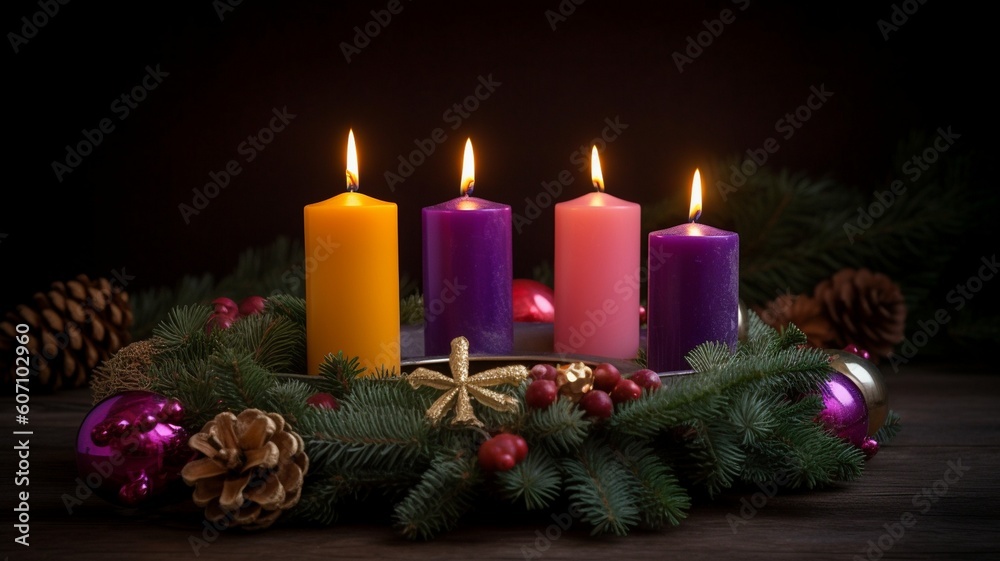 christmas decoration with candles Generative AI christmas decoration with candles Generative AI