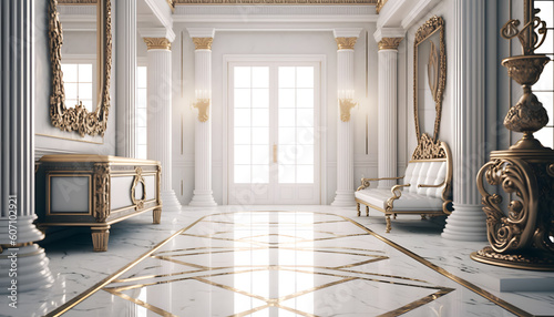Print op canvas Light luxury royal posh interior in baroque style