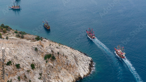 View from fortress, Alanya, Turkey. Bay in mediterranean sea. photo