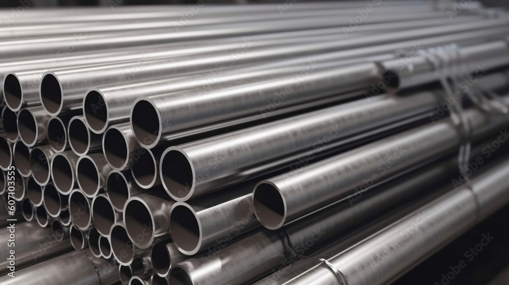 stack of round steel pipes isolated Generative AI stack of round steel pipes isolated Generative AI