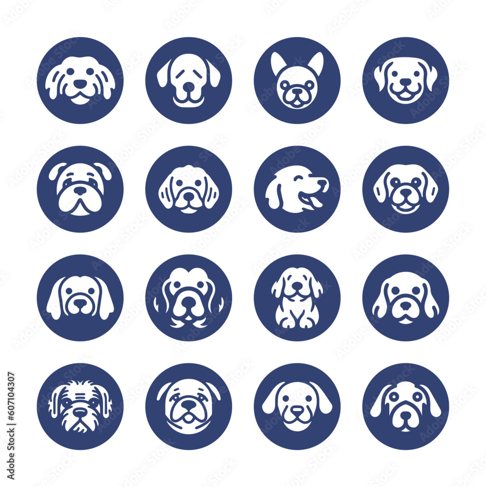 Dog silhouette vector cartoon logo set	
