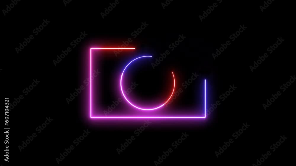 Animated glowing pink and blue color rectangle neon lines on isolated black background Animated glowing pink and blue color rectangle neon lines on isolated black background