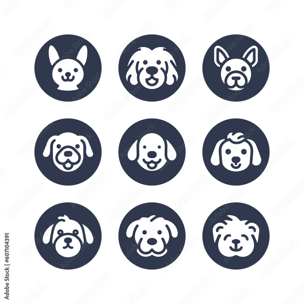 Dog hand drawn silhouette vector icon set Dog hand drawn silhouette vector icon set
