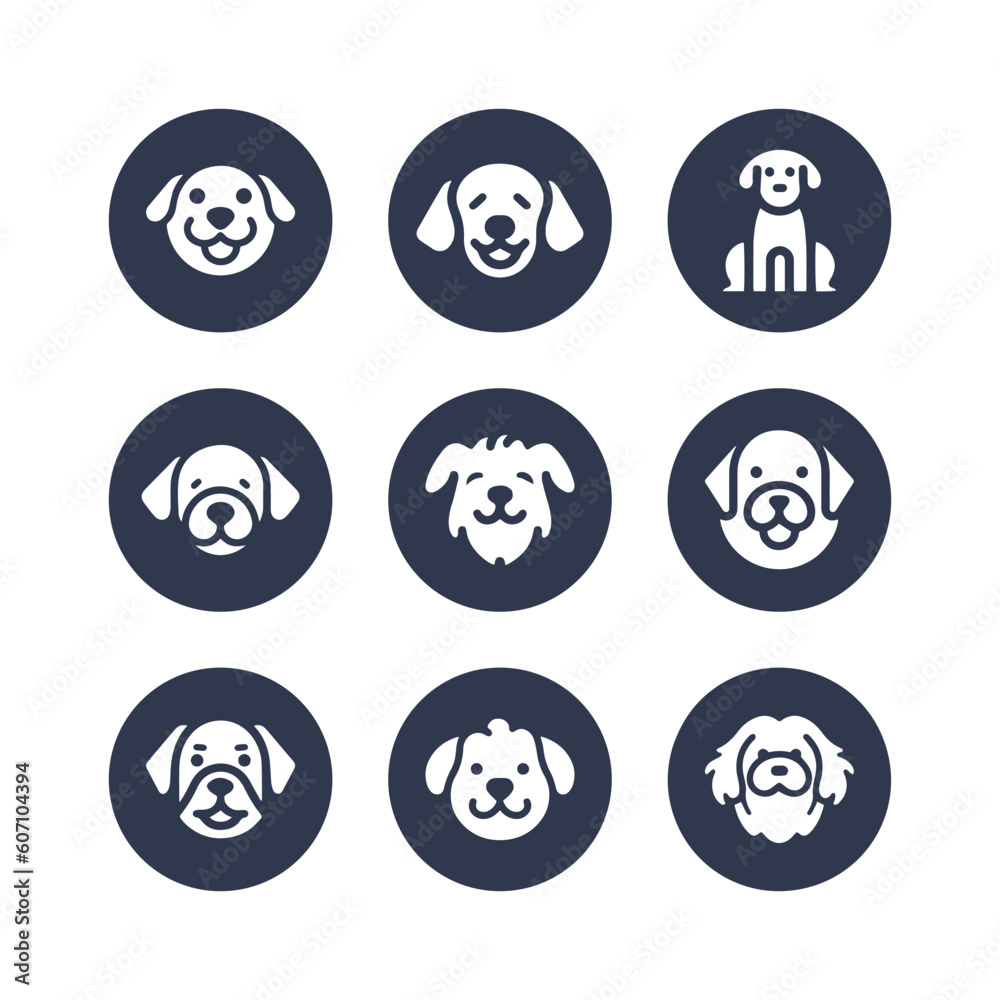 Dog hand drawn silhouette vector icon set Dog hand drawn silhouette vector icon set