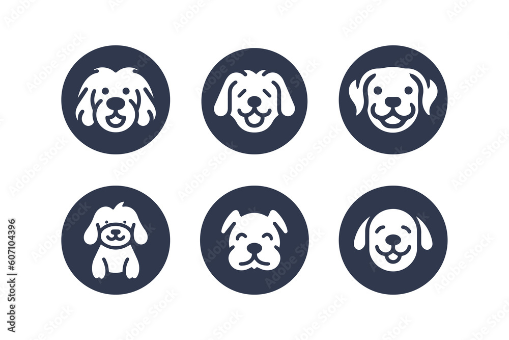 Dog hand drawn silhouette vector icon set Dog hand drawn silhouette vector icon set