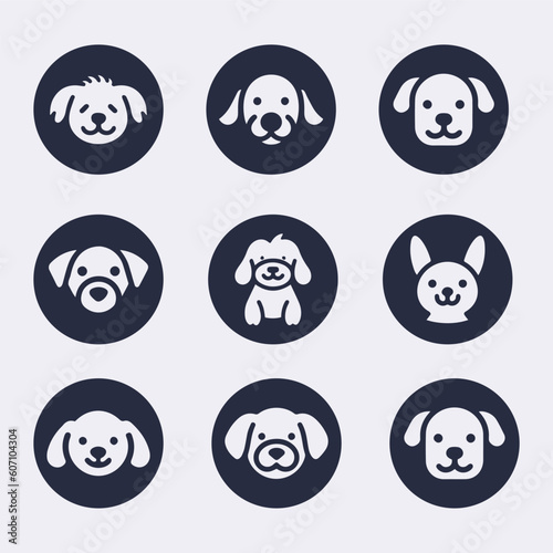 Dog silhouette vector cartoon logo set	