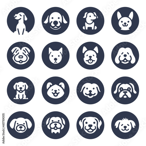 Dog silhouette vector cartoon logo set 
