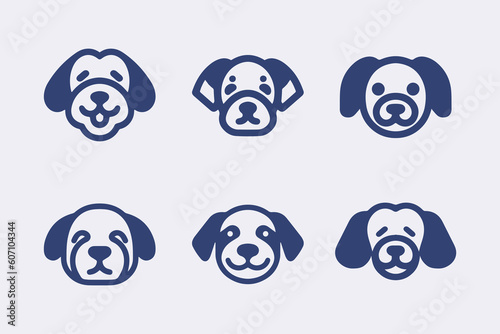 Dog hand drawn silhouette vector icon set
