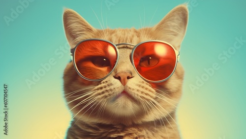 Cat in sunglasses, generative ai © progressman