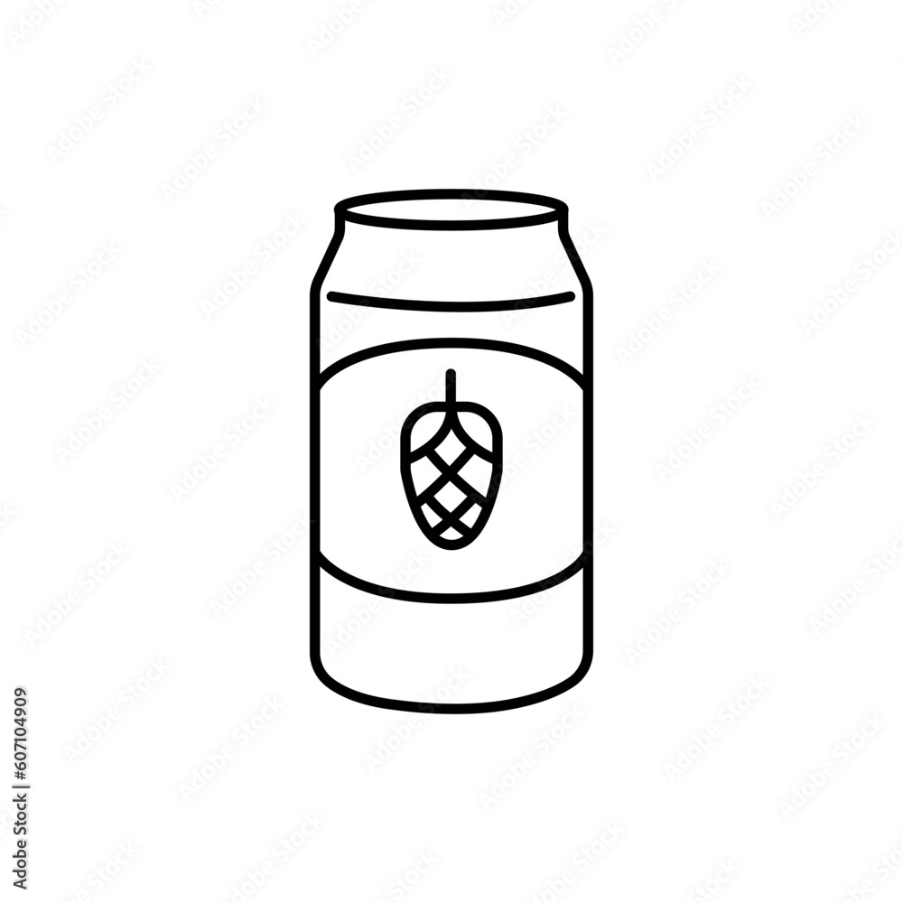 Beer in a tin can black line icon. Beer in a tin can black line icon.