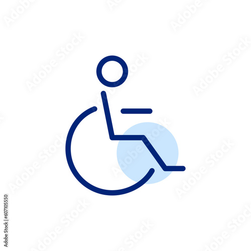 Person in a wheelchair. People with disabilities. Pixel perfect, editable stroke line icon