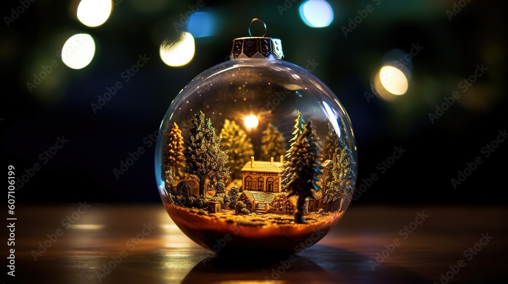 christmas balloon with christmas inside. Generative AI