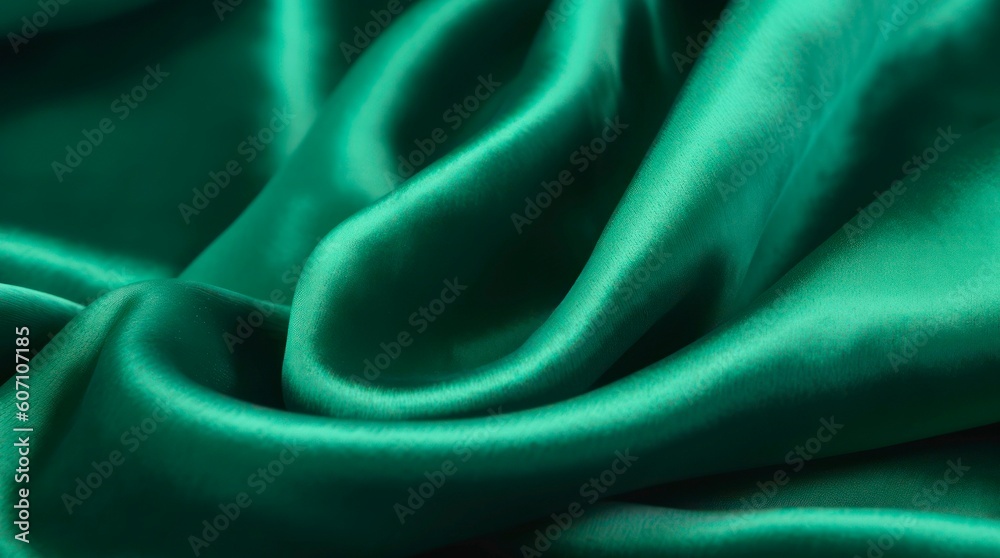 Obraz premium Emerald silk cloth. Generative AI.