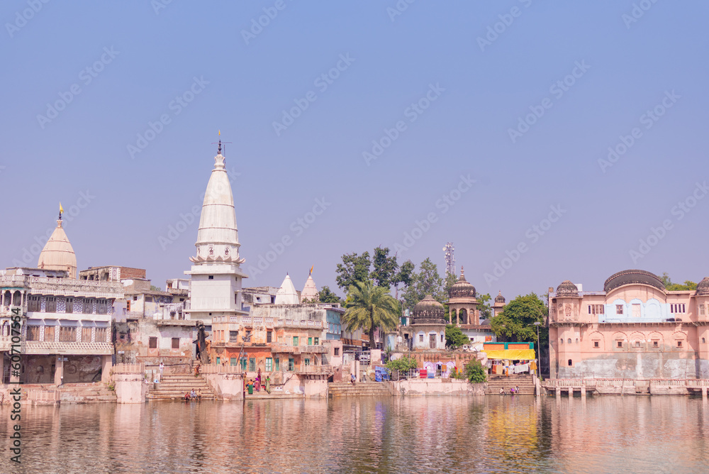 sacred place on govardhan hill in india, place of pilgrimage, shrine of believers, manasi ganga lake, shiva temple