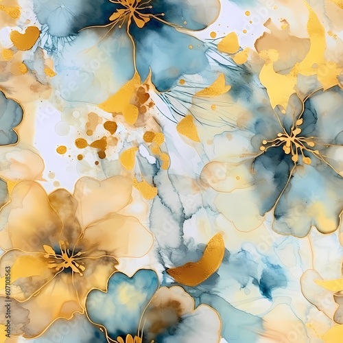 Gold Alcohol Ink Pattern AI Generated