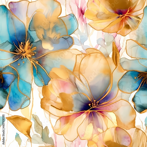 Gold Alcohol Ink Pattern AI Generated