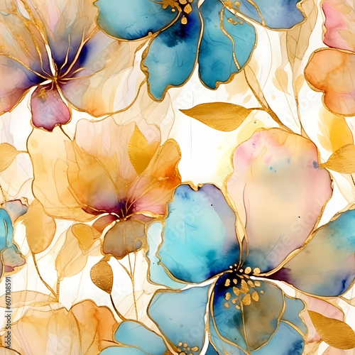 Gold Alcohol Ink Pattern AI Generated