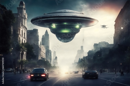 Alien invasion of a metropolis - AI Generated