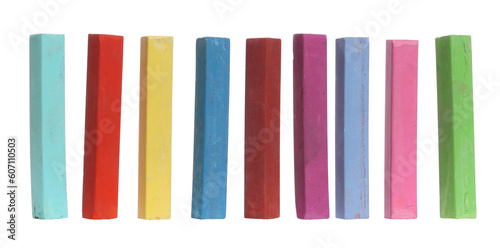 Konstfotografi Set chalks in variety of colors isolated on white, clipping path