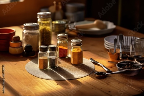 kitchen table seasoning and stuff food photography