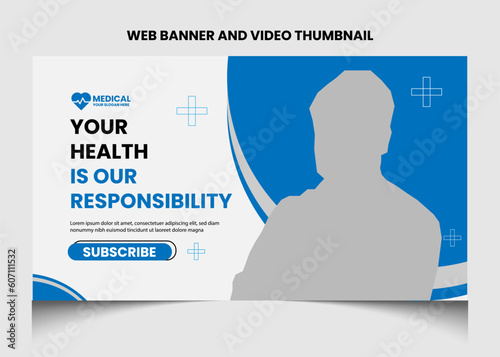 Healthcare medical youtube video thumbnail and web banner template.