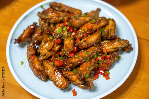 A delicious Chinese home cooking dish, Braised Chicken Wings in Sauce