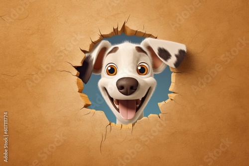 Cute Cartoon Dog Peeking Th...