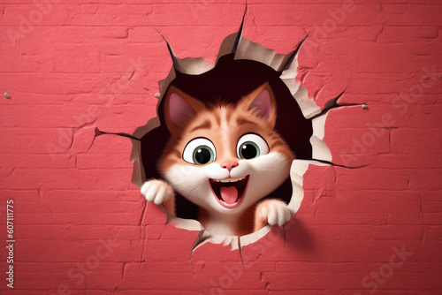 Cute Cartoon Cat Breaking T...
