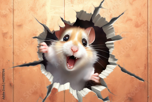 Cute Cartoon Hamster Peekin...