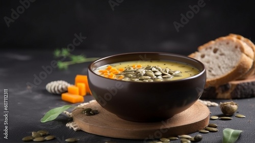 Delicious autumn soup in bowl Generative AI