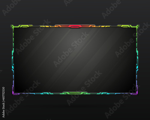 Abstract rgb color border live stream webcam overlay screen panel frame template for video broadcast