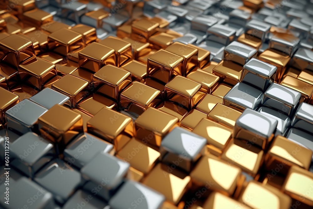 Fototapeta premium molecular structure of metal, metallic surface