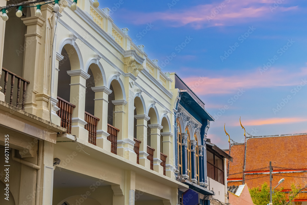 Sino Portuguese Colourful and decorative house in Old Phuket Town Phuket thailand 