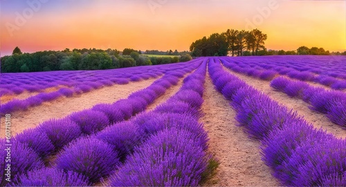 Lavender field at sunset,generative ai 