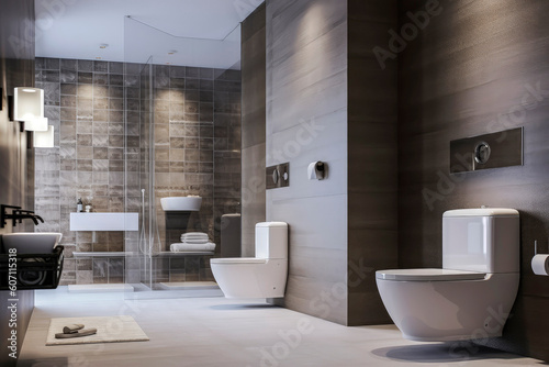 Generative AI illustration of Large Luxury Bathroom with luxurious design