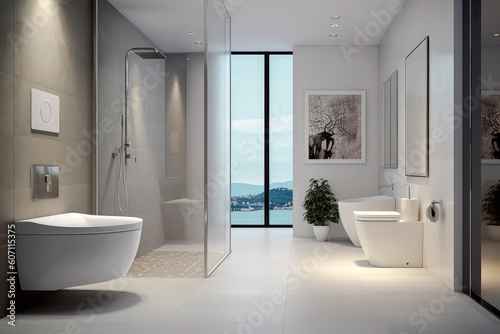 Generative AI illustration of Large Luxury Bathroom with luxurious design