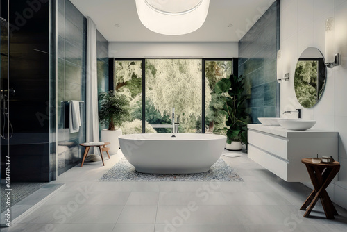 Generative AI illustration of Large Luxury Bathroom with luxurious design