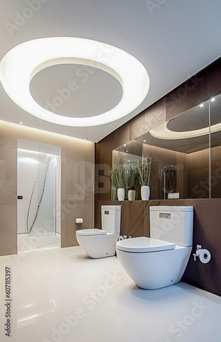 Generative AI illustration of Large Luxury Bathroom with luxurious design