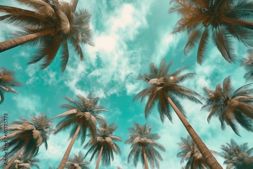 palm trees on blue sky © Exclusive stock