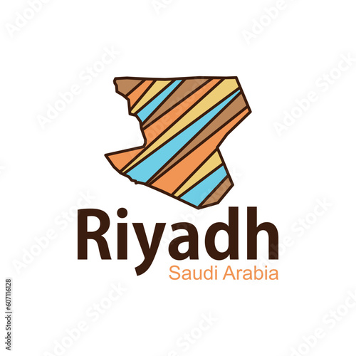 riyadh map. vector map of saudi arabia capital, Riyadh Map of Saudi Arabia Country, letters with arabic character means the name of province or city. photo