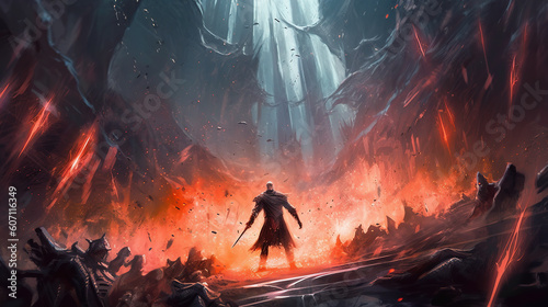 game characters. Action scene with soldiers in armor at war against invading monsters and aliens, science fiction. epic battle. High tech. AI generated image.