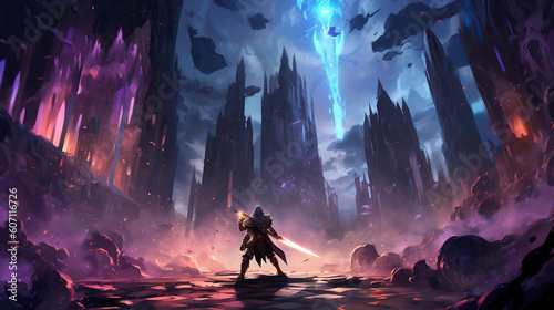 game characters. Action scene with soldiers in armor at war against invading monsters and aliens, science fiction. epic battle. High tech. AI generated image.