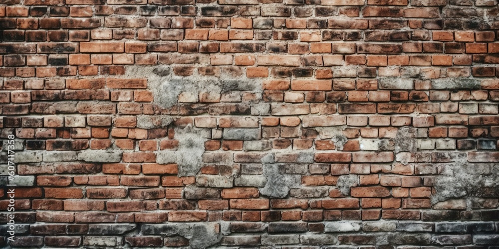 Fototapeta premium Beautiful Vintage Loft Brick Wall Background, Brick texture. Rustic Brick texture. Wood background. Wooden plank floor background. generative ai