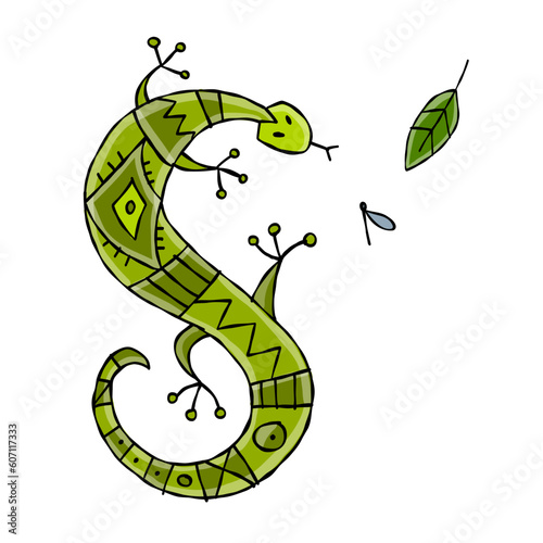 Lizard character, jungle animal. Chameleon isolated for your design. Vector i...