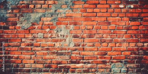 Beautiful Vintage Loft Brick Wall Background,  Brick texture. Rustic  Brick texture. Wood background. Wooden plank floor background. generative ai