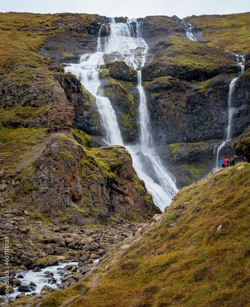 View of Rjúkandi waterfall aka Rjukandafoss in Jokuldalur valley at northeast Iceland. View of Rjúkandi waterfall aka Rjukandafoss in Jokuldalur valley at northeast Iceland.