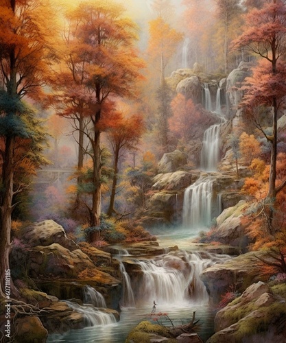 waterfall in autumn forest © Mashollar